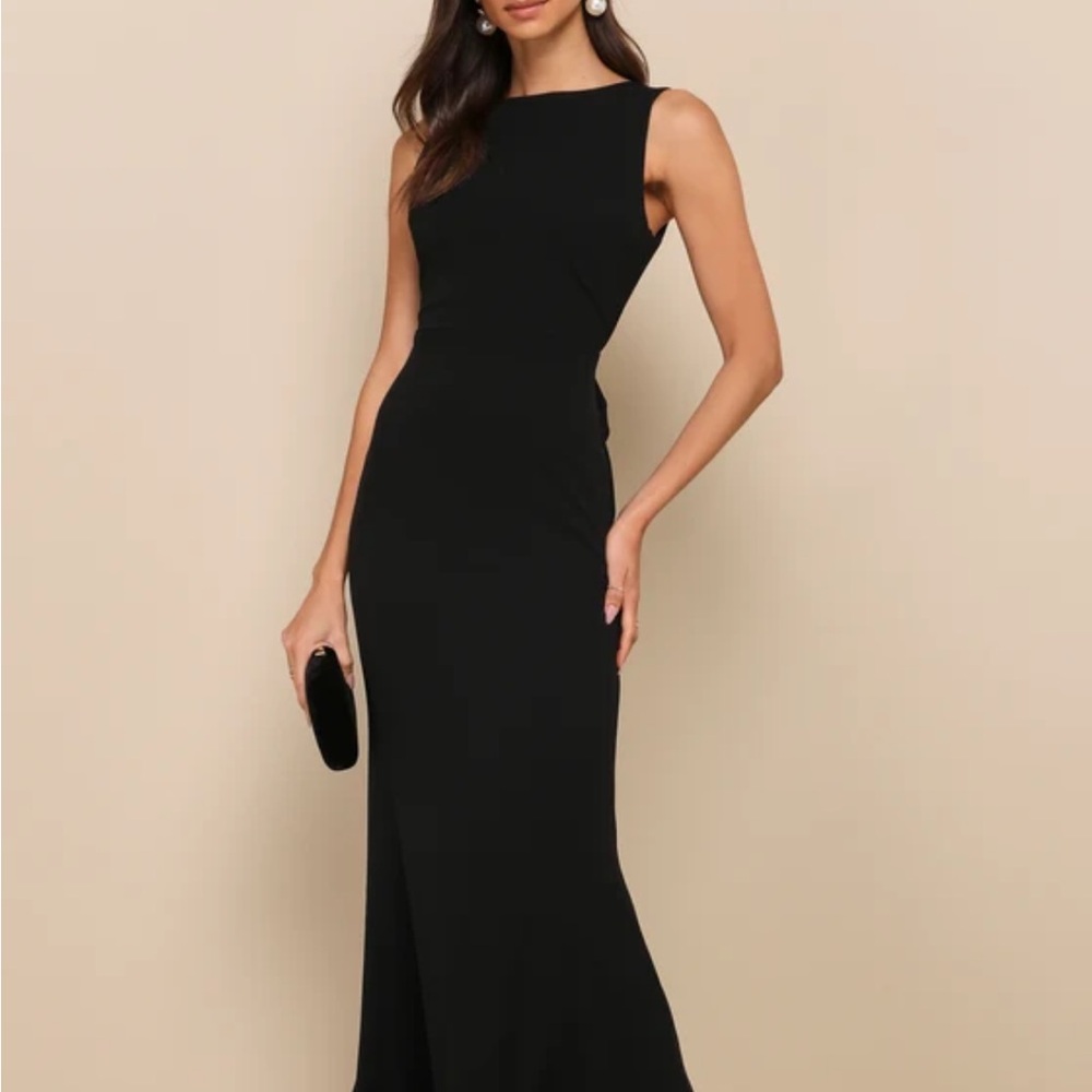 Exquisite Refinement Black Backless Bow Ruffled M… - image 1